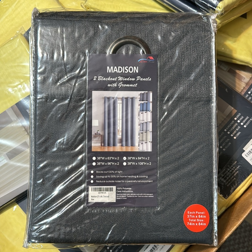 Madison Charcoal 2 Blackout window panels with grommets - Picture 3 of 4